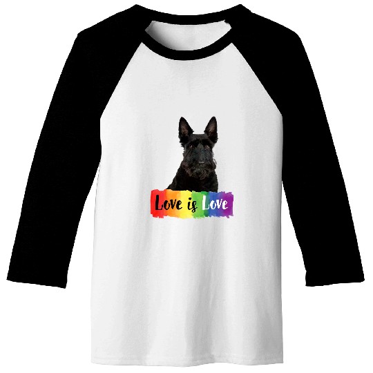 Dog Scottish Terrier Love is Love Rainbow Dog Scottish Terrier Baseball Tees