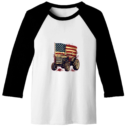 Rancher vintages Tractor US Flag Farming Animal Livestock Baseball Tees