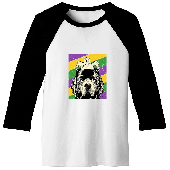Newfie Jester Funny Mardi Gras Dog Mom or Dad Baseball Tees