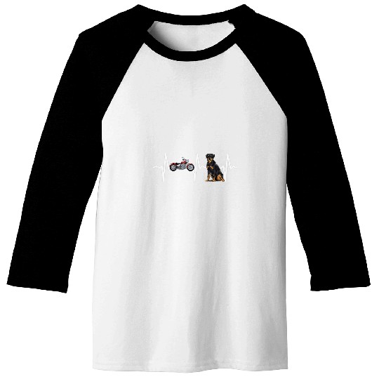Motorcycle Rottweiler Heartbeat Dog Lover Baseball Tees