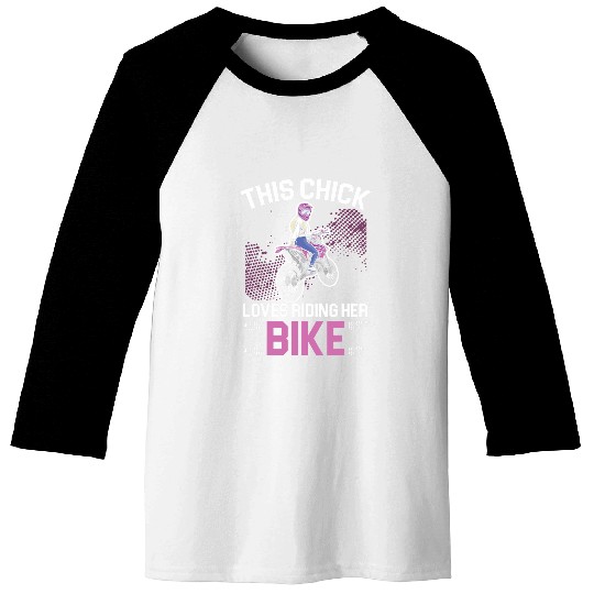 This Chick Loves Riding Her Bike Motorcycle Rider Baseball Tees