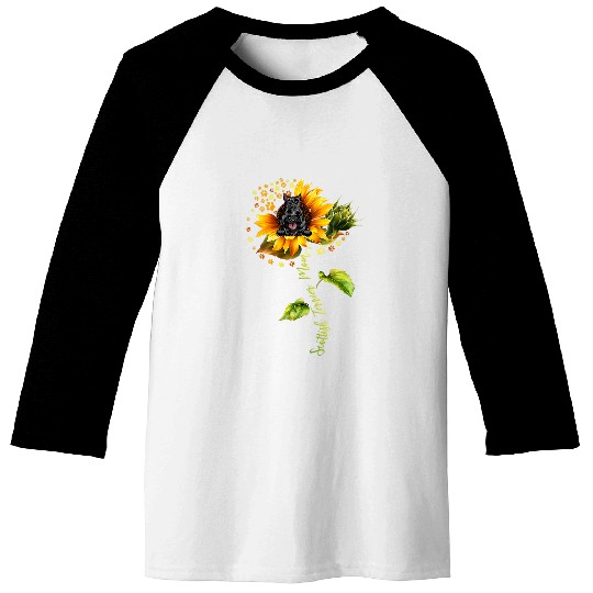 Dog Scottish Terrier Mom Sunflower Dog Lover Paws Flower Baseball Tees