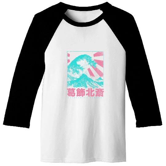 Japan Aesthetic Hokusai Japanese Great Wave Off Kanagawa Baseball Tees