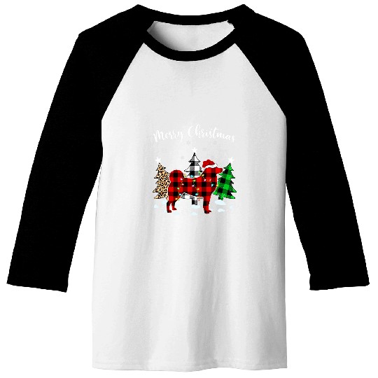 Matching Family Red Plaid Norwegian Elkhound Dog Christmas Baseball Tees