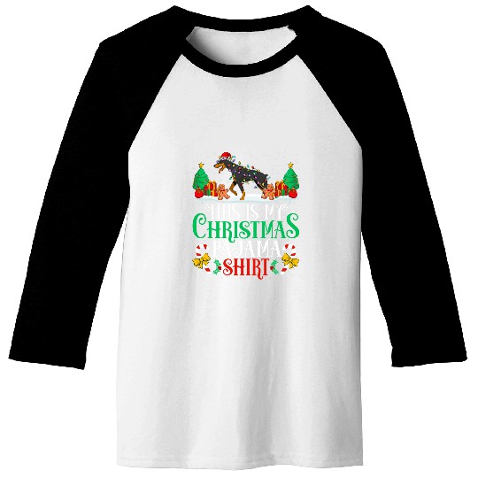 Giant Doberman Christmas Pajama Giant Doberman Lover Baseball Tees