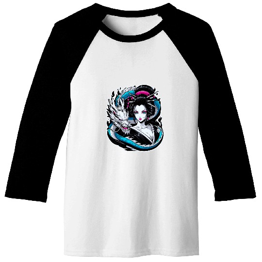 Mysterious Geisha Charming Geisha Dragon Kawaii Culture Baseball Tees