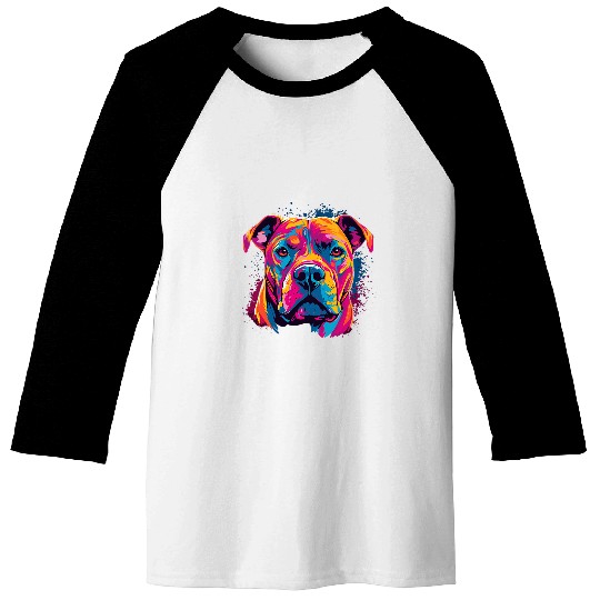 Watercolor Colorful Dogo Argentino Dog 1 Baseball Tees