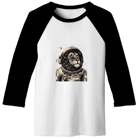 lion floating in space astronaut in astronautsuit 21 Baseball Tees