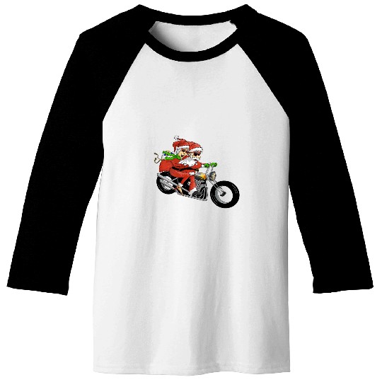 Mr and Mrs Claus on Motorcycle Christmas for Biker Couples 22 Baseball Tees