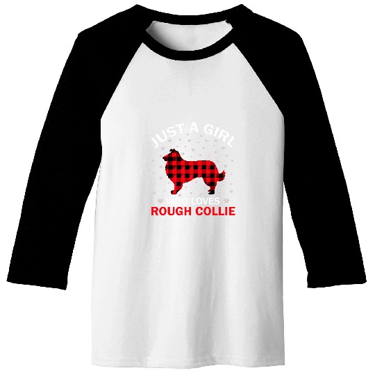 Ugly Sweater Rough Collie Dog Red Plaid Matching Christmas Baseball Tees