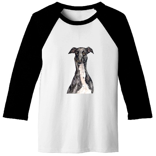 Dog Grayhound Watercolor English Greyhound Baseball Tees