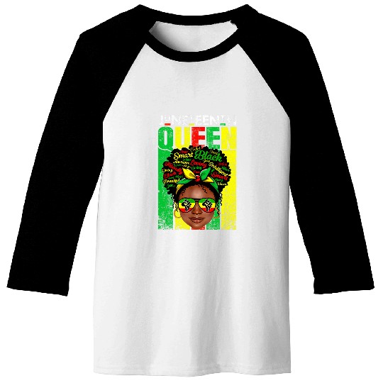 Juneteenth Queen Melanin Black Women Natural Hair Word Art Baseball Tees