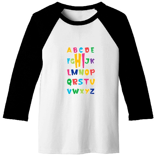 Back to School Hi Alphabet First Day PreK Elementary Kids Baseball Tees