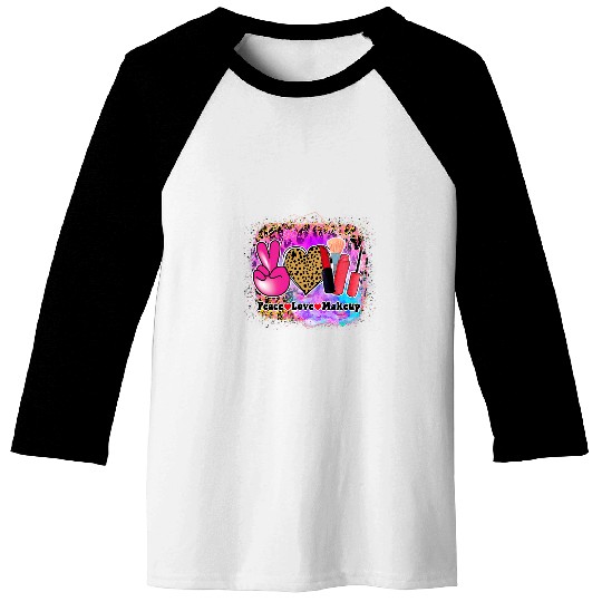 Peace Love Makeup Artist Animal Print Aesthetic Pink Boss Baseball Tees