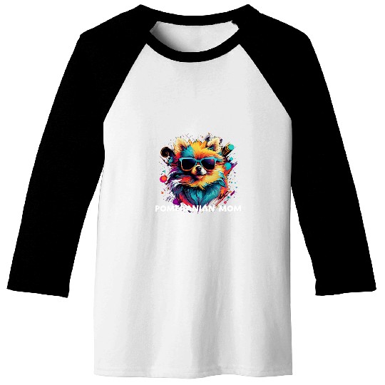 Womens Pomeranian Mom Dog Baseball Tees