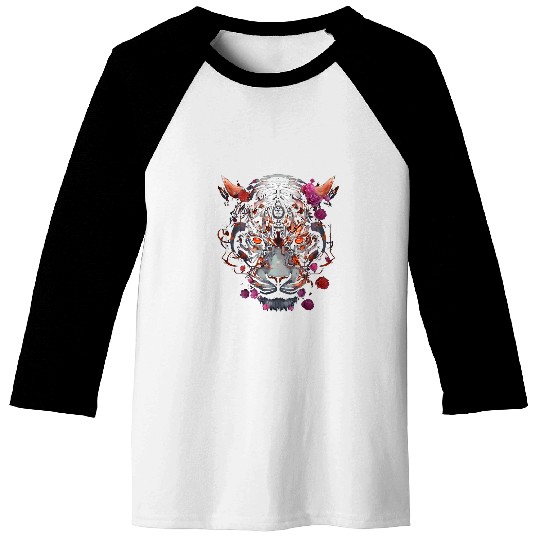 Tiger Fantasy Flowers Animal Art Tiger Baseball Tees