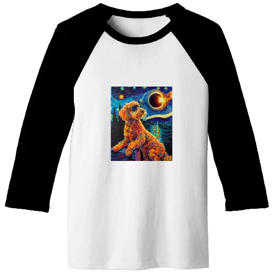 Total Solar Eclipse Goldendoodle Dog Baseball Tees