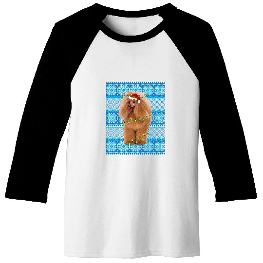 Toy Poodle Dog Christmas Lights xmass Sweater Ugly Christmas Baseball Tees
