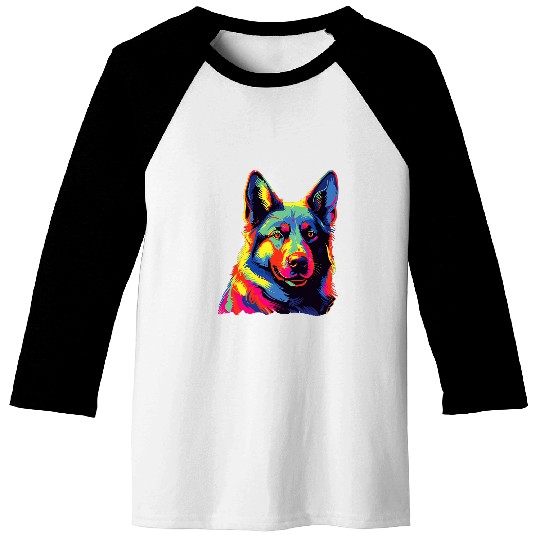 Watercolor Colorful Norwegian Elkhound Dog 1 Baseball Tees