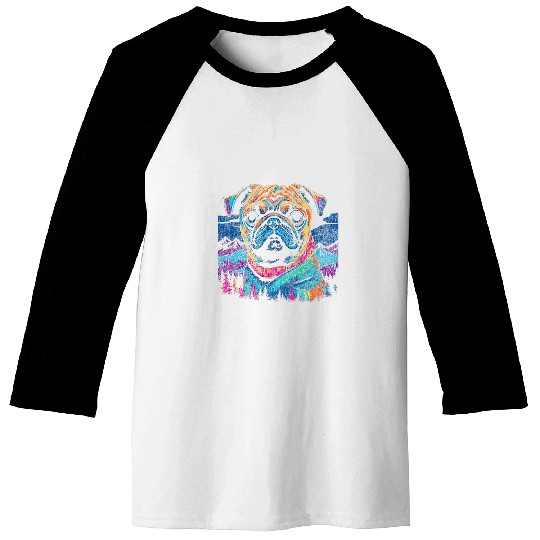 Pug Colorful Pop Art Design Baseball Tees