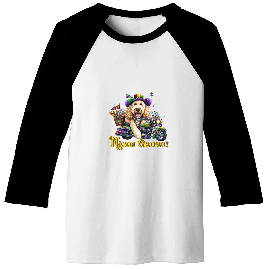 Mardi Gras Goldendoodle Biker Festive Loyal Companion Baseball Tees