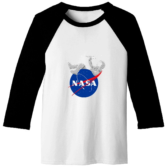 NASA Astronaut play with paper plane Logo Baseball Tees