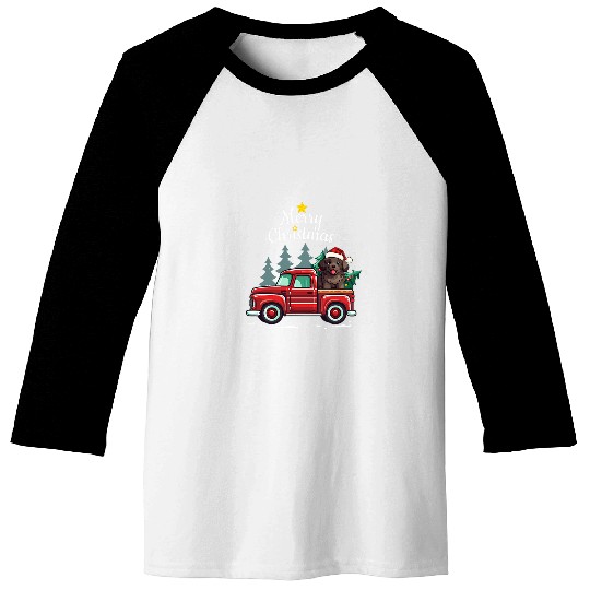 Newfoundland Christmas Dog Truck Plaid Funny xmass Tree Baseball Tees