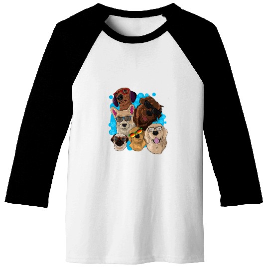 Mens Dogs Pack In Sunglasses Corgi Pug Doggy Lover Pet Owner Baseball Tees