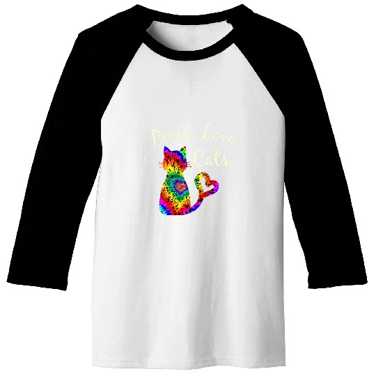 Tie Dye Cat s Peace Love Cats Tie Dyed Kitty Cat Lovers Baseball Tees
