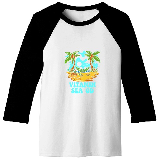 Vitamin Sea Beach nurses Ocean Nursing Funny Vacation Baseball Tees