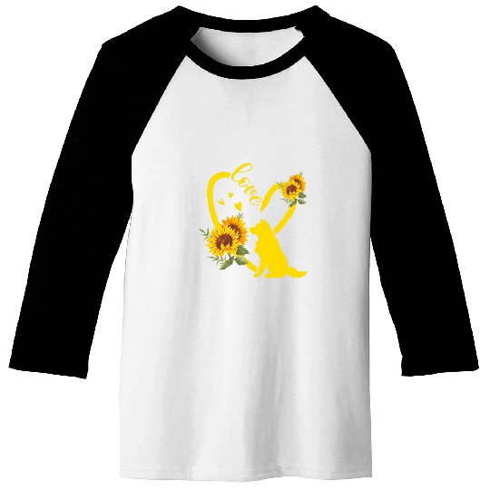 Love Border Collie Sunflower Gifts Baseball Tees