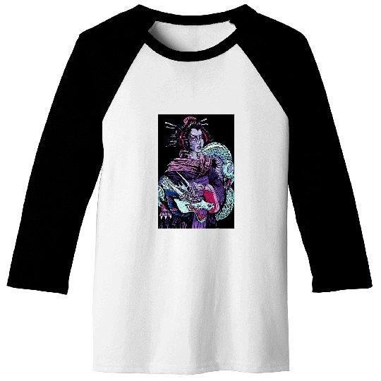 vintages Japanese Kawaii Geisha Anime Girl in Kimono 214 Baseball Tees