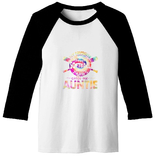 Womens Proud Auntie of Softball Player Tie Dye Lover Mothers Day Baseball Tees