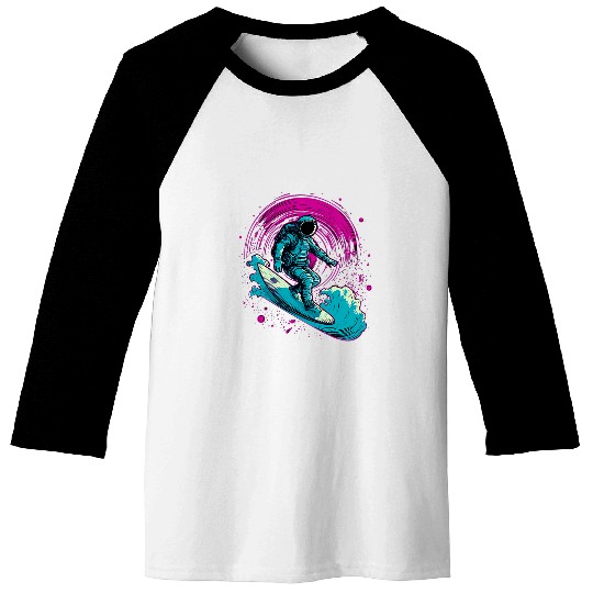 Surfing Astronaut Space Gifts Science Gifts Funny Space Baseball Tees
