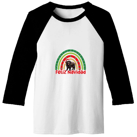Newfoundland Dog Feliz Navidad Christmas Decorations Baseball Tees