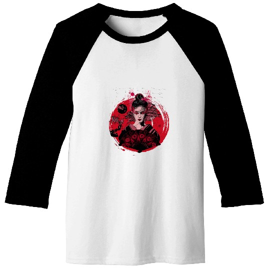 vintages Japanese Kawaii Geisha Girl in Kimono Japan Samurai Baseball Tees