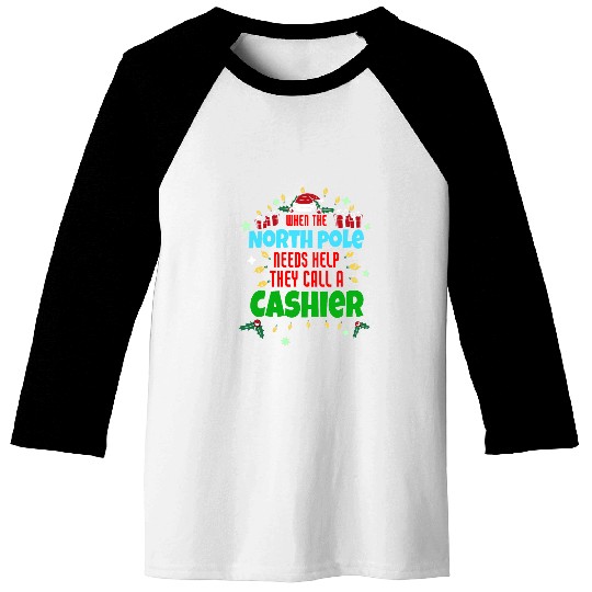 North Pole Helper Cashier Funny Cashier Christmas Baseball Tees