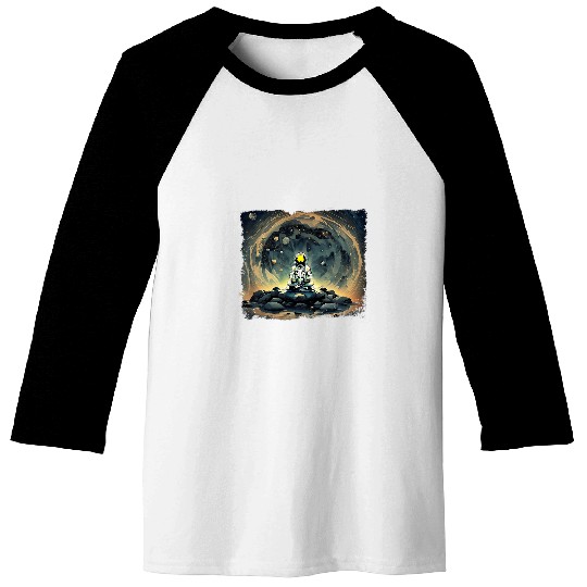Meditating Astronaut Galaxy Spaceman Astronomer Cosmos Baseball Tees