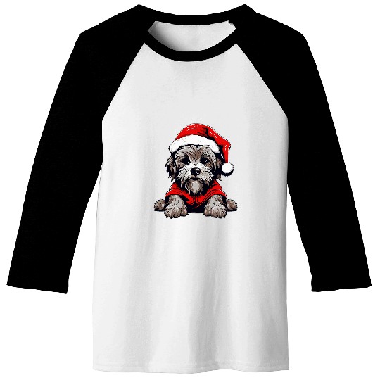 Yorkie Santa Hat Christmas Yorkshire Terrier Dog Lover Xmas Baseball Tees
