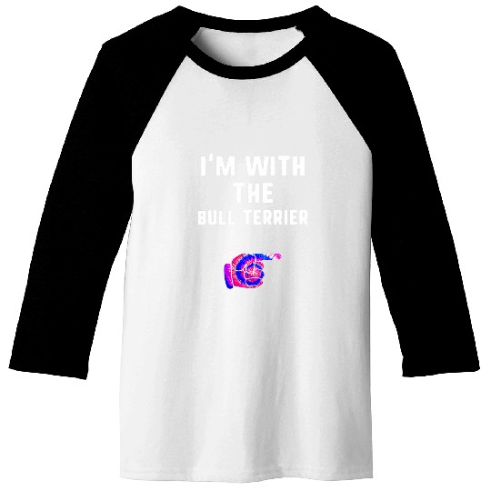 Im With Bull Terrier Tie Dye Halloween Matching Couple Cost Baseball Tees