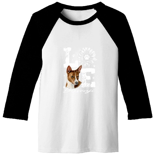 Love Funny Basenji Dog Paw Sunflower Lover Gift Baseball Tees