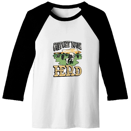 Support Your Herd Dairy Farmer Farm Animals Cattle Farming Baseball Tees