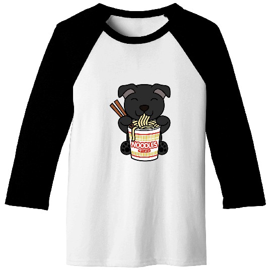 Instant Ramen Staffordshire Bull Terrier Dog Baseball Tees