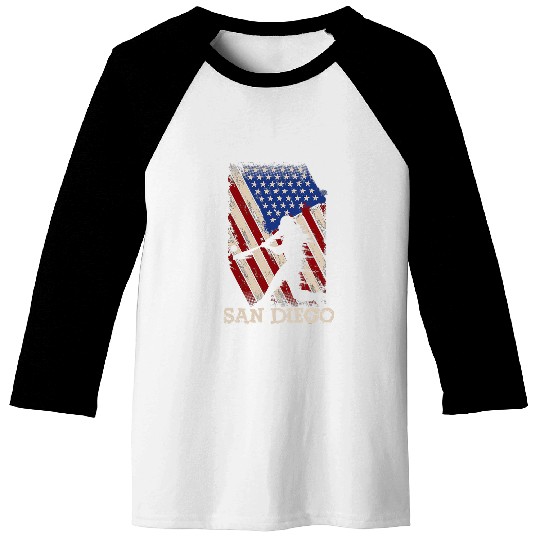 vintages San Diego Baseball American US Flag Baseball Tees