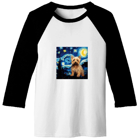 Yorkshire Terrier Starry Night For Dog Mom Dog Dad Baseball Tees
