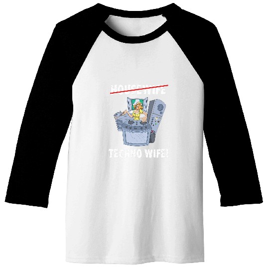 Womens Techno Rave House Electronic Music Gift Housewife Wife Girl Baseball Tees