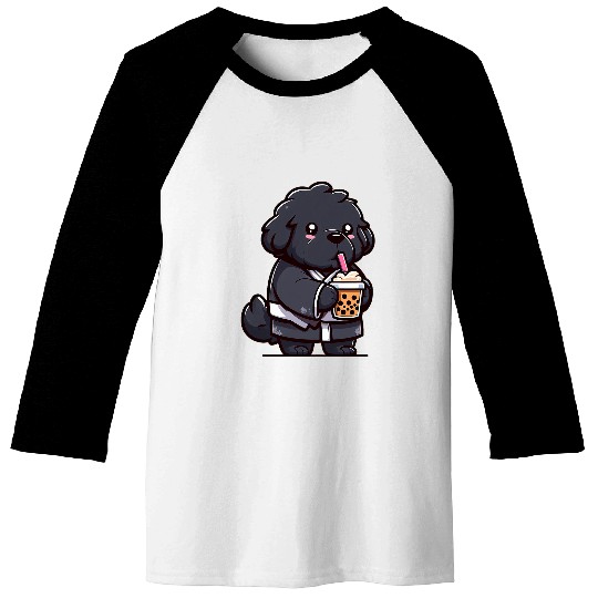 Newfoundland Dog Bubble Tea Funny Boba Baseball Tees