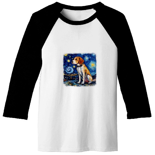Van gogh Beagle in starry night Baseball Tees