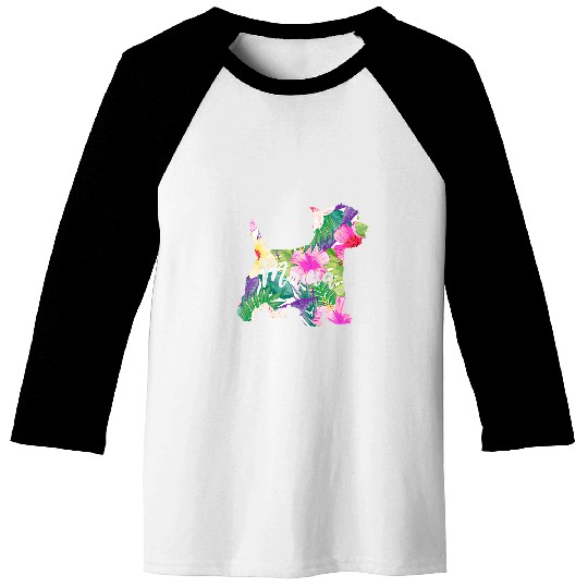Womens West Highland White Terrier Mama Westie Mom Flowers Baseball Tees