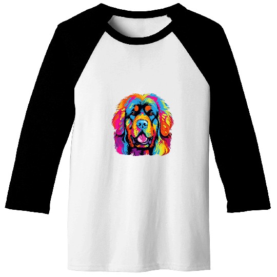 Watercolor Colorful Tibetan Mastiff Dogs Baseball Tees